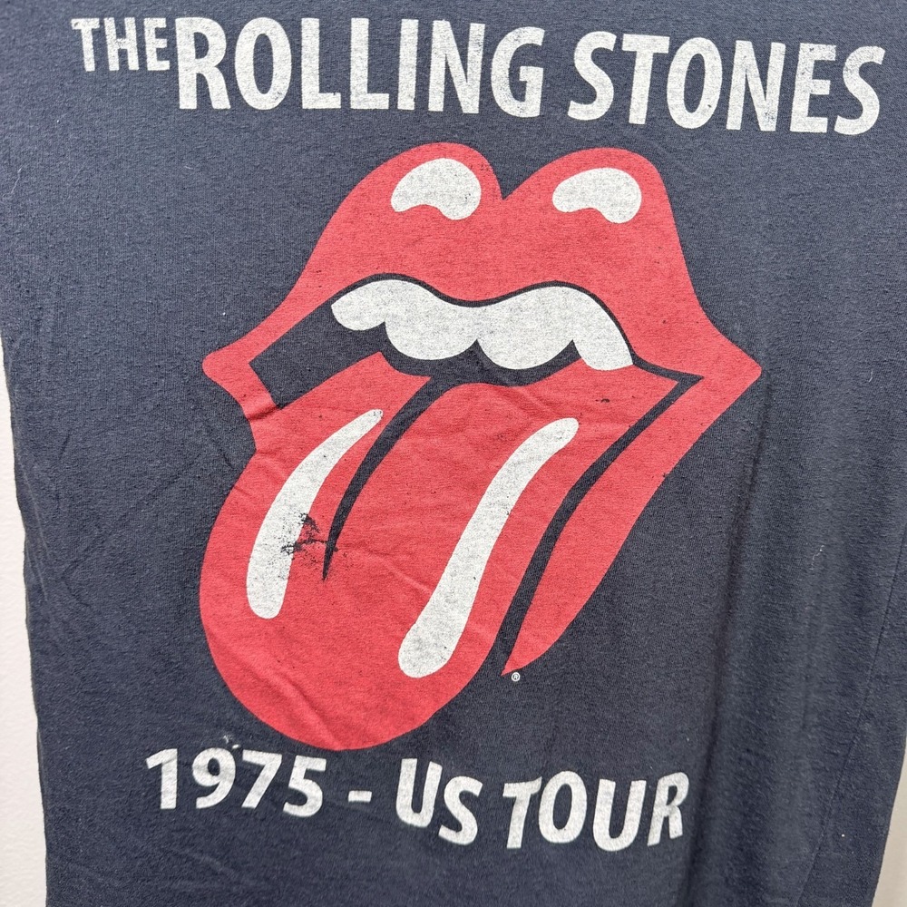 The Rolling Stones 1975 US Tour T-Shirt Unisex Adults S Black Graphic‎ Crew Neck